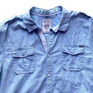 Men's XL Buffalo by David Bitton Button Up Shirt Denim Chambray